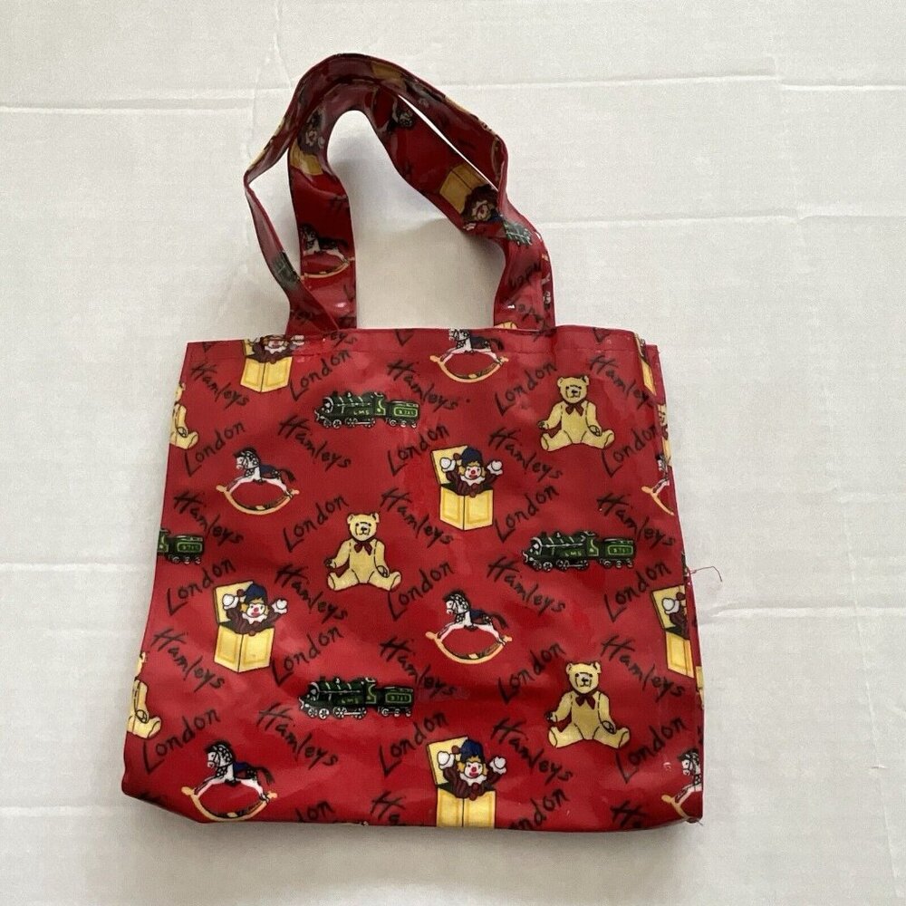 Hamleys London Red Shopping Book Errands Tote Bear Train Toys Vintage